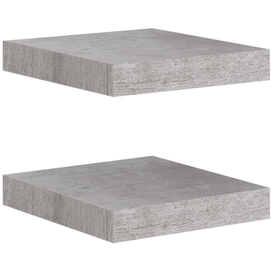 vidaXL Zwevende Wandschappen - Set van 2 - Betongrijs Wandplank - Wanddecoratie - Zwevende Plank - Honeycomb Mdf - Beton Grijs vidaXL Zwevende Wandschappen - Set van 2 - Betongrijs Wandplank - Wanddecoratie - Zwevende Plank - Honeycomb Mdf - Beton Grijs afbeelding 1
