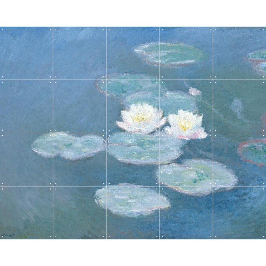 IXXI Waterlilies Evening, Claude Monet & Bridgeman Images - 100 x 80 cm - Gratis ophangtool - Grote wanddecoratie en posters - Klassiek, Olieverf afbeelding 1