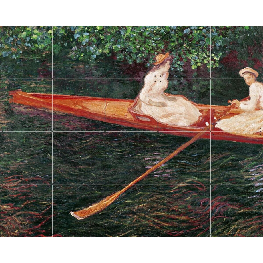 IXXI Boating on River Epte, Claude Monet & Bridgeman Images - 100 x 80 cm - Gratis ophangtool - Grote wanddecoratie en posters - Impressionisme afbeelding 1