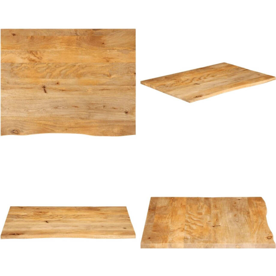 vidaXL Tafelblad met natuurlijke rand 100x80x2,5 cm massief mangohout - Tafelblad - Tafelbladen - Vervangend Tafelblad - Meubelpaneel afbeelding 1