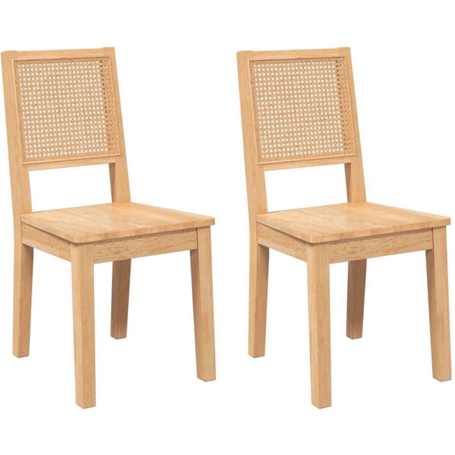 vidaXL - Eetkamerstoelen - 2 - st - massief - hout - rubber afbeelding 1