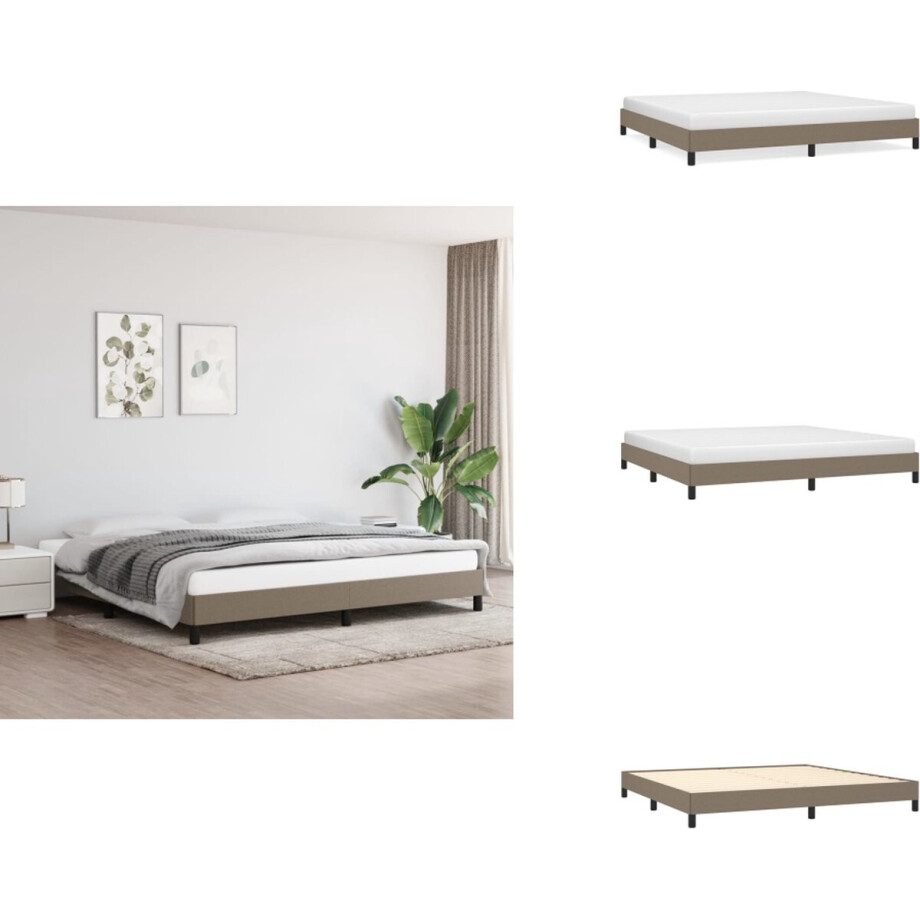 vidaXL Bedframe - Bedframe - Bed - Slaapmeubel - Bedframe zonder matras stof taupe 200x200 cm afbeelding 1