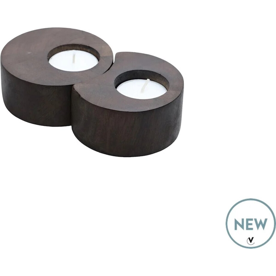 Waxinelichtjeshouder Wolcott | walnoot hout | bruin | Set van 2 | L15 x B8 x H3 cm Waxinelichtjeshouder Wolcott | walnoot hout | bruin | Set van 2 | L15 x B8 x H3 cm afbeelding 1