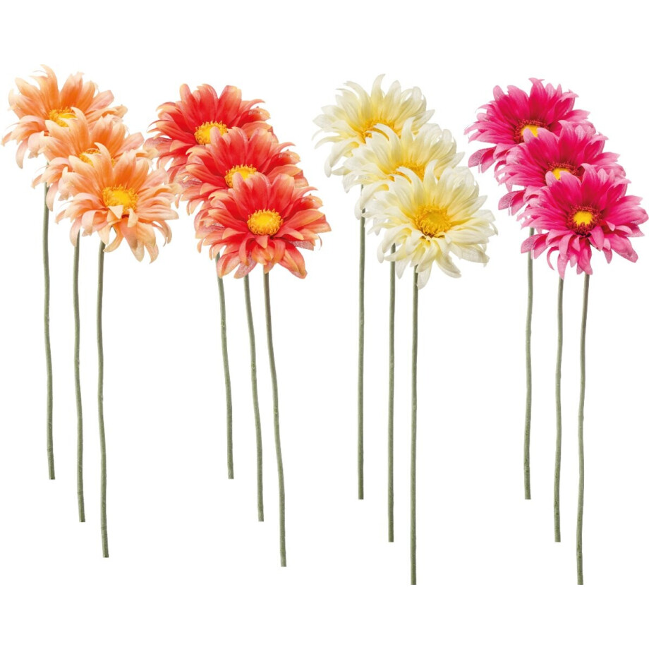 Emerald - Kunstbloem Gerbera Mini 50cm - Set van 12 - Kunstplant voor binnen afbeelding 1