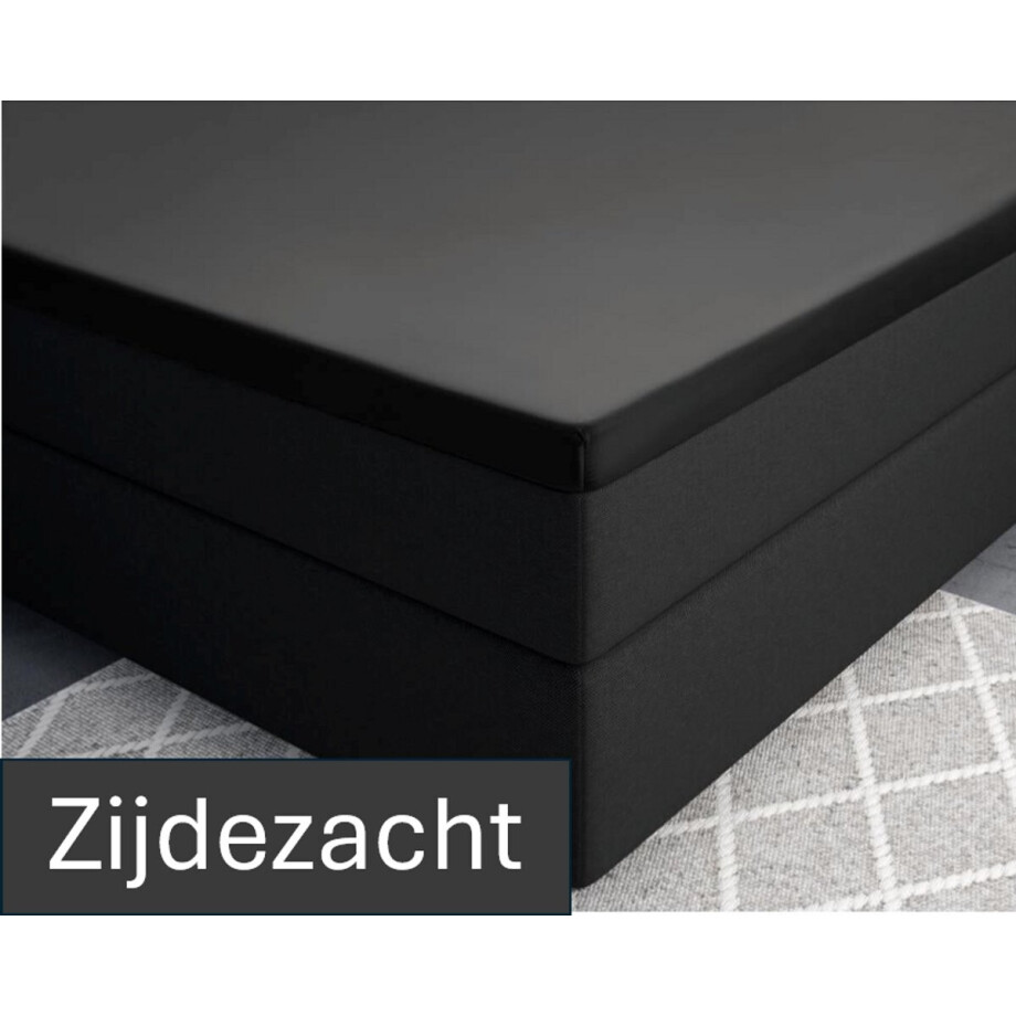 Premium katoen/satijn topper hoeslaken zwart - 140x200 (tweepersoons) - zacht en ademend - luxe en chique uitstraling - subtiele glans - ideale pasvorm Premium katoen/satijn topper hoeslaken zwart - 140x200 (tweepersoons) - zacht en ademend - luxe en chique uitstraling - subtiele glans - ideale pasvorm afbeelding 1