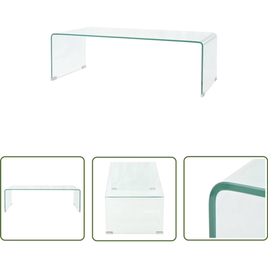 vidaXL Salontafel - Gehard Glas - 98x45x30 cm Salontafel - Transparante Tafel - Glazen Tafel - Moderne Tafel - Compacte Tafel afbeelding 1