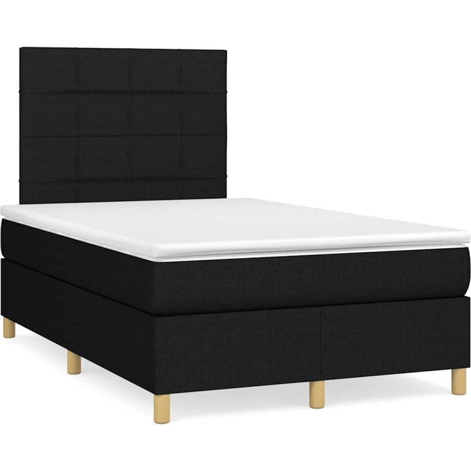 vidaXL - Boxspring - met - matras - stof - zwart - 120x190 - cm afbeelding 1