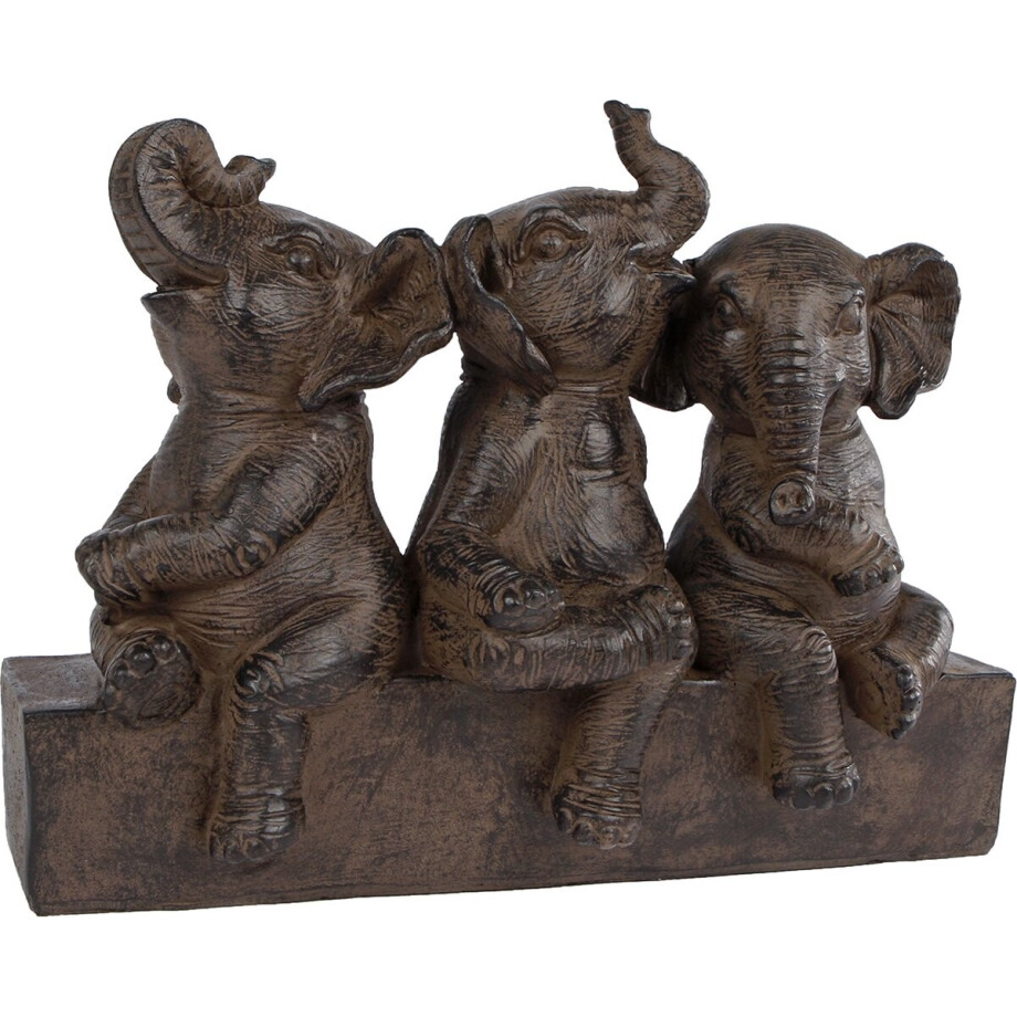 Gifts Amsterdam Sculptuur Three Elephants 25x11x18.5cm polysteen bruin afbeelding 1