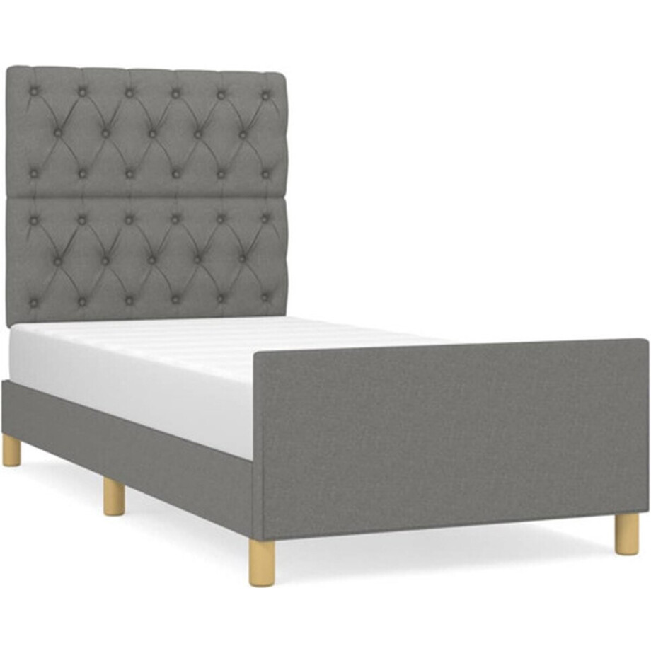 vidaXL - Bedframe - zonder - matras - 80x200 - cm - stof - donkergrijs afbeelding 1
