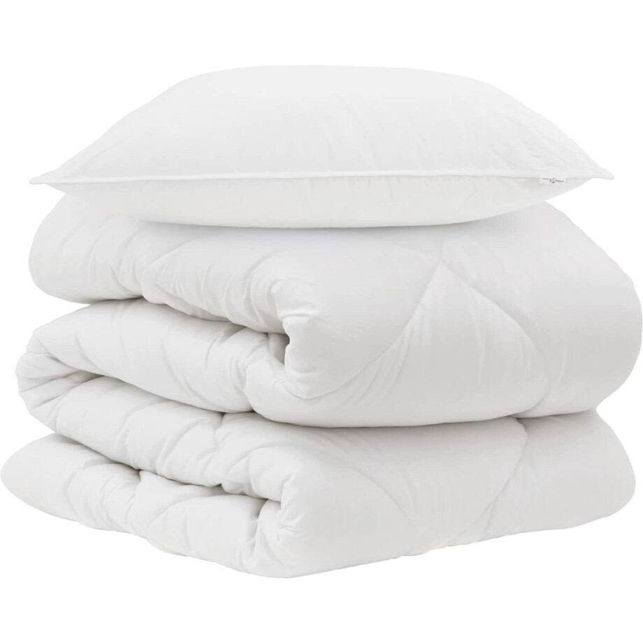 vidaXL - Dekbed - met - kussen - 2 - pcs - Wit - Microvezel afbeelding 1
