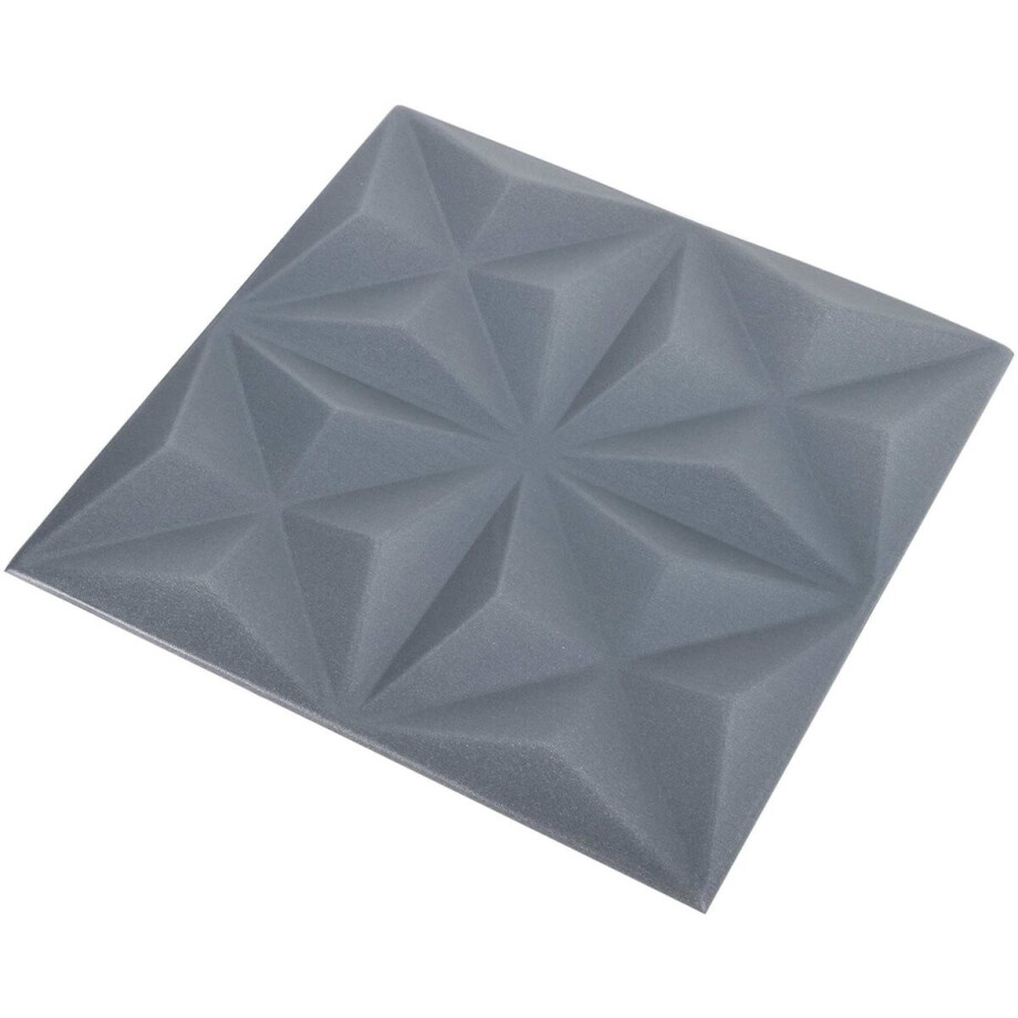 vidaXL - Wandpanelen - 24 - st - 50 - x - 50 - cm - Origami - Grijs - XPS - Schuim afbeelding 1