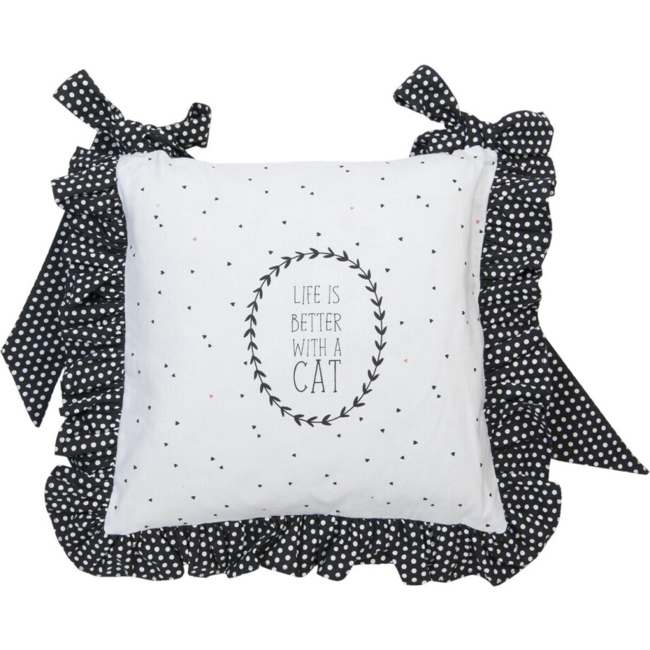 Kussenhoes Voor Stoelkussens - 100 % Katoen - Cat Lovers - Hartjes - 40 x 40 cm afbeelding 1