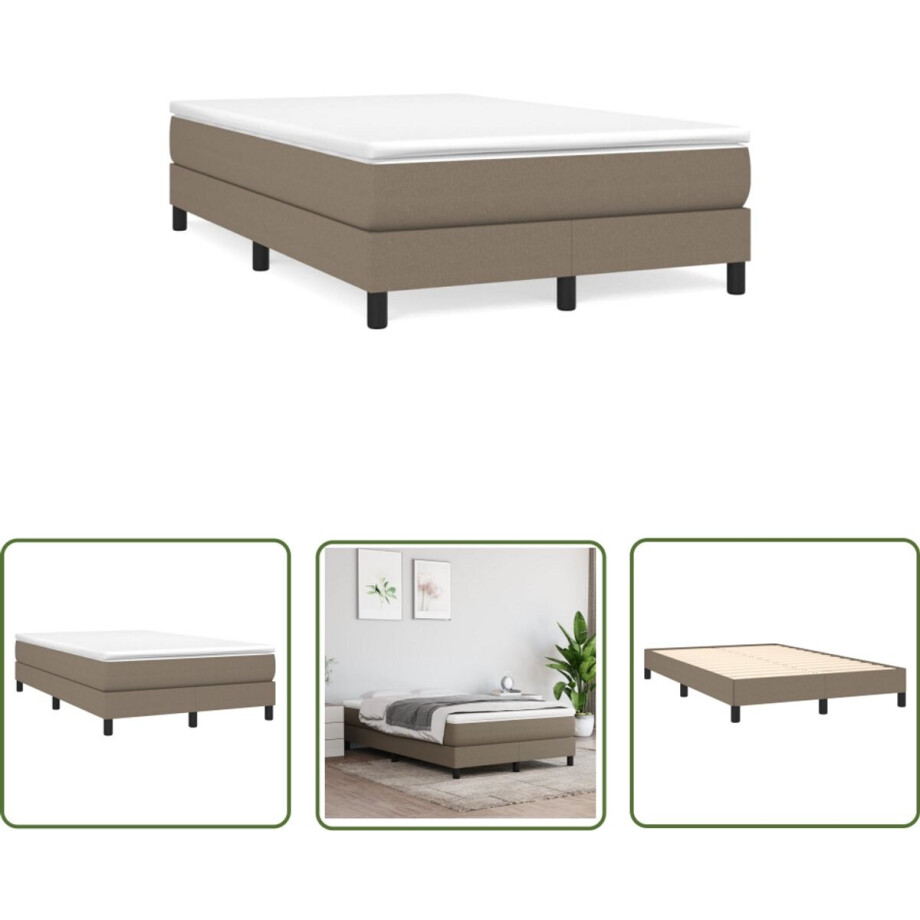 vidaXL Boxspringbed - Boxspring - Boxspring met matras stof taupe 120x190 cm - Slaapcomfort - Taupecleur - Tweepersoonsbed afbeelding 1