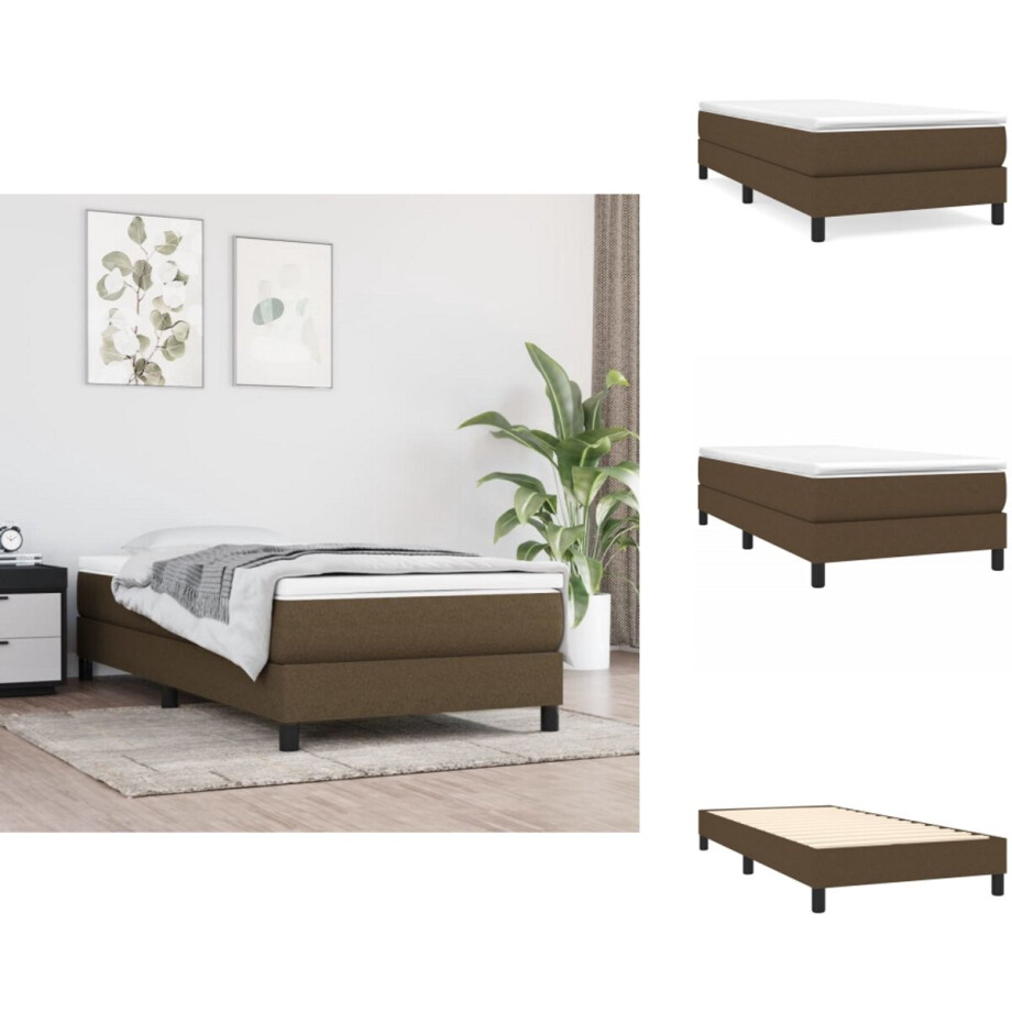vidaXL Bedframe - Bedframes - Slaapmeubel - Bedbodem - Bedframe zonder matras 80x200 cm stof donkerbruin afbeelding 1