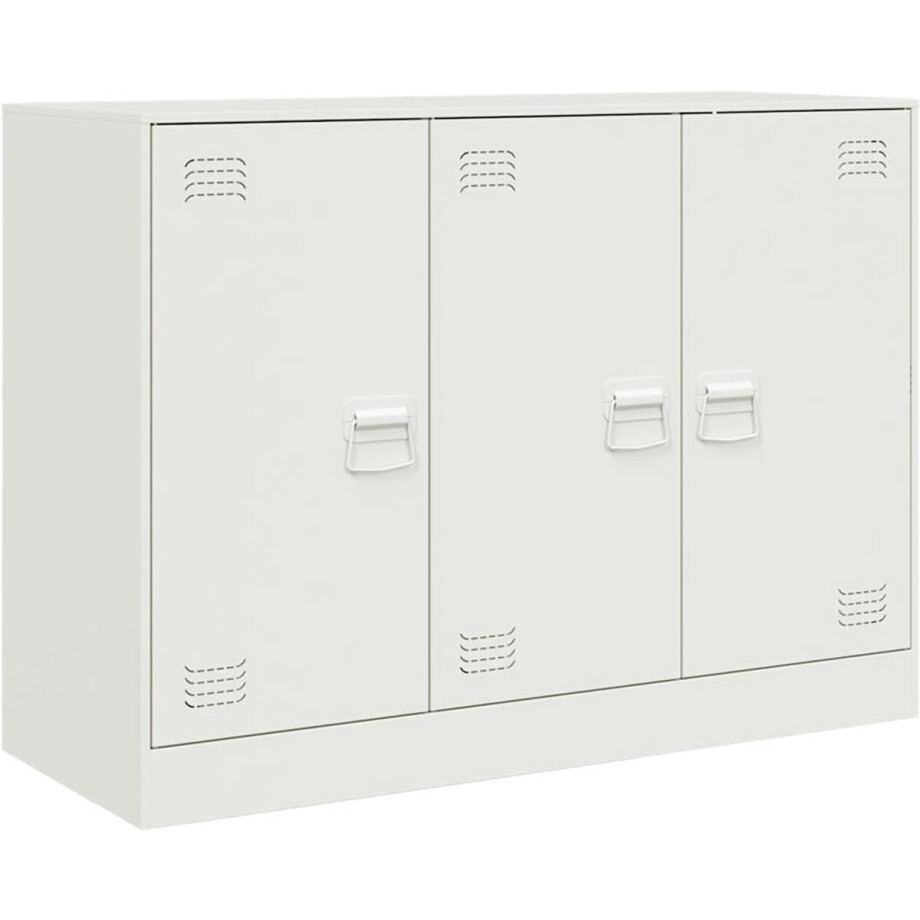 vidaXL - Dressoir - 99x39x73 - cm - staal - wit vidaXL - Dressoir - 99x39x73 - cm - staal - wit afbeelding 1