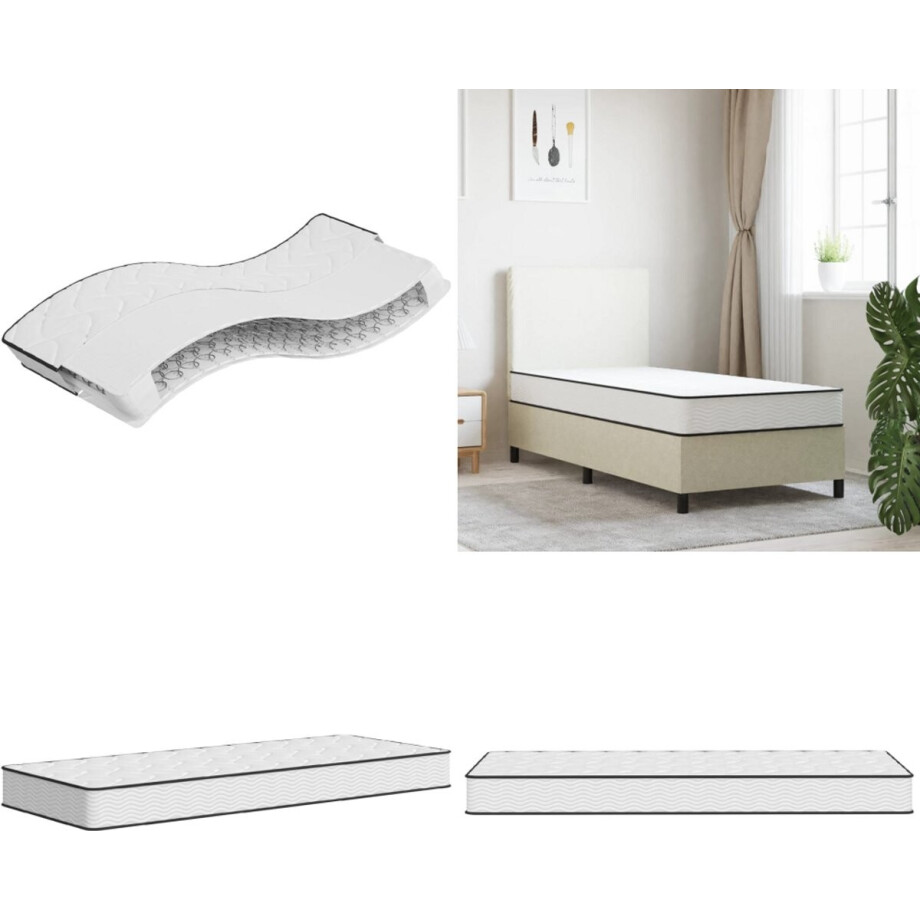 vidaXL Binnenveringmatras middelhard 90x190 cm Single Size - Binnenveringmatras - Binnenveringmatrassen - Eenpersoonsmatras - Eenpersoons Matras afbeelding 1
