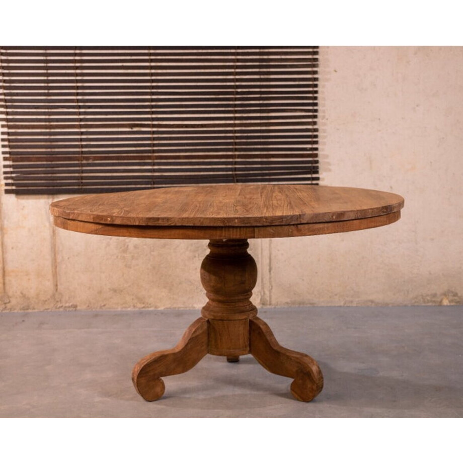 D - Livingfurn - Eetkamertafel DK Rond - Teak Hout - Klassieke Poot - 160 cm afbeelding 1