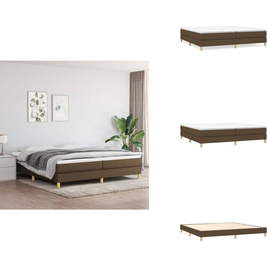 vidaXL Bedframe - Bedframe - Bed - Slaapmeubel - Bedframe zonder matras stof donkerbruin 200x200 cm afbeelding 1