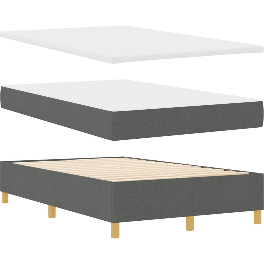 vidaXL - Boxspring - bed - met - hoofdeinde - Donkergrijs - 190 - x - 120 - cm - Stof afbeelding 1