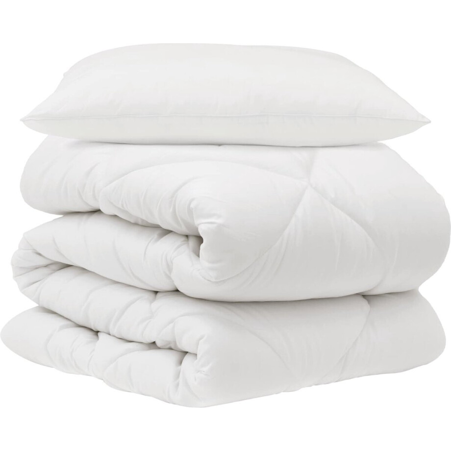 vidaXL - Dekbed - met - kussen - 2 - pcs - Wit - Microvezel afbeelding 1