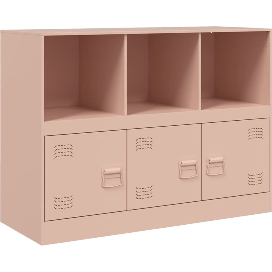 vidaXL - Dressoir - 99x39x73 - cm - staal - roze vidaXL - Dressoir - 99x39x73 - cm - staal - roze afbeelding 1