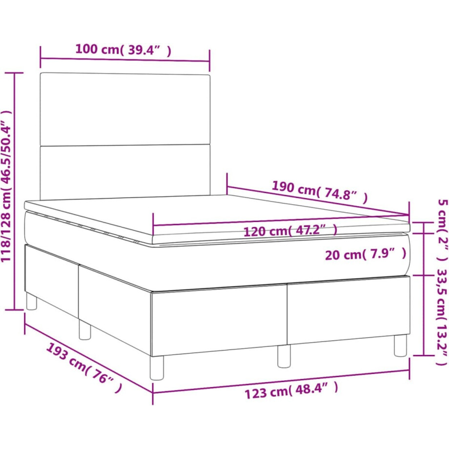 vidaXL - Boxspring - met - matras - stof - taupe - 120x190 - cm vidaXL - Boxspring - met - matras - stof - taupe - 120x190 - cm afbeelding 1