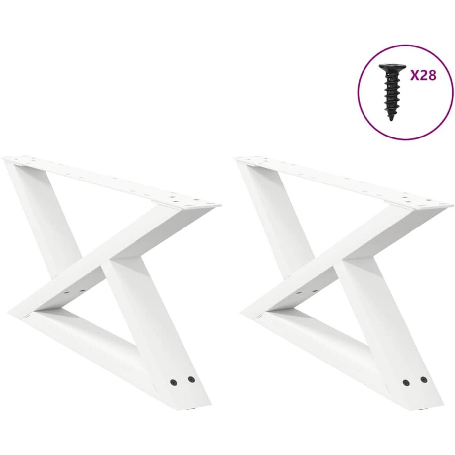 vidaXL - Salontafelpoten - 2 - st - 70x(30-31,3) - cm - staal - wit vidaXL - Salontafelpoten - 2 - st - 70x(30-31,3) - cm - staal - wit afbeelding 1