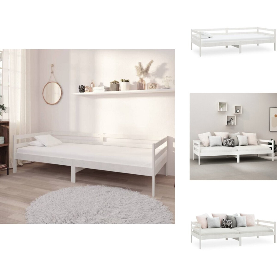 vidaXL Bedbank - Bedbanken - Bed Bank - Bed Banken - Slaapbank massief grenenhout wit 90x200 cm afbeelding 1