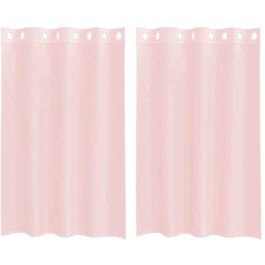 vidaXL - Gordijnen - voile - met - doorvoertules - 2 - st - 140x175 - cm - lichtroze afbeelding 1