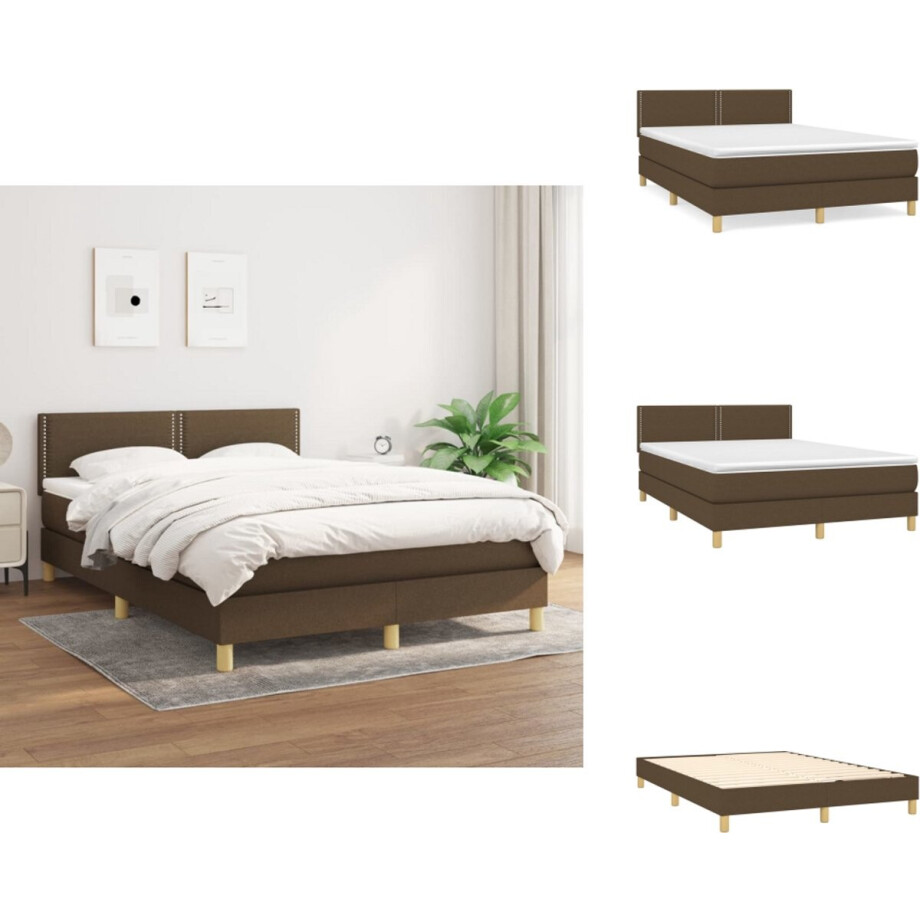 vidaXL Boxspring - Boxsprings - Bed - Slaapmeubel - Boxspring met matras stof donkerbruin 140x200 cm vidaXL Boxspring - Boxsprings - Bed - Slaapmeubel - Boxspring met matras stof donkerbruin 140x200 cm afbeelding 1