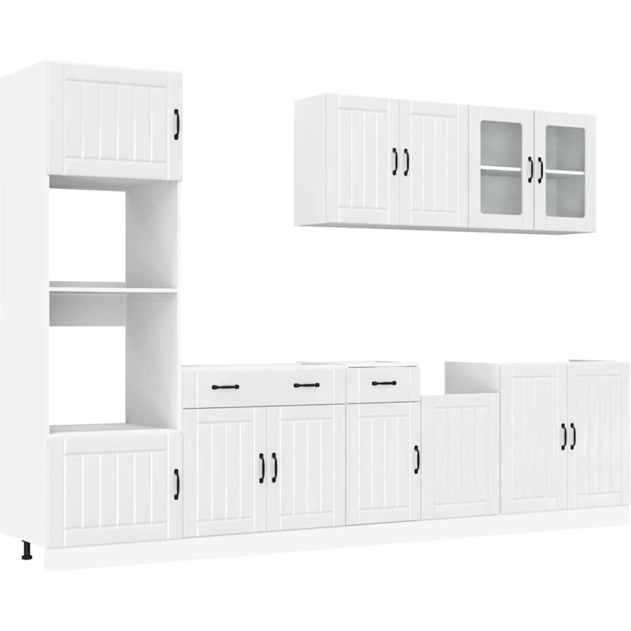 vidaXL - 7-delige - Keukenkastenset - Lucca - bewerkt - hout - glanzend - wit vidaXL - 7-delige - Keukenkastenset - Lucca - bewerkt - hout - glanzend - wit afbeelding 1