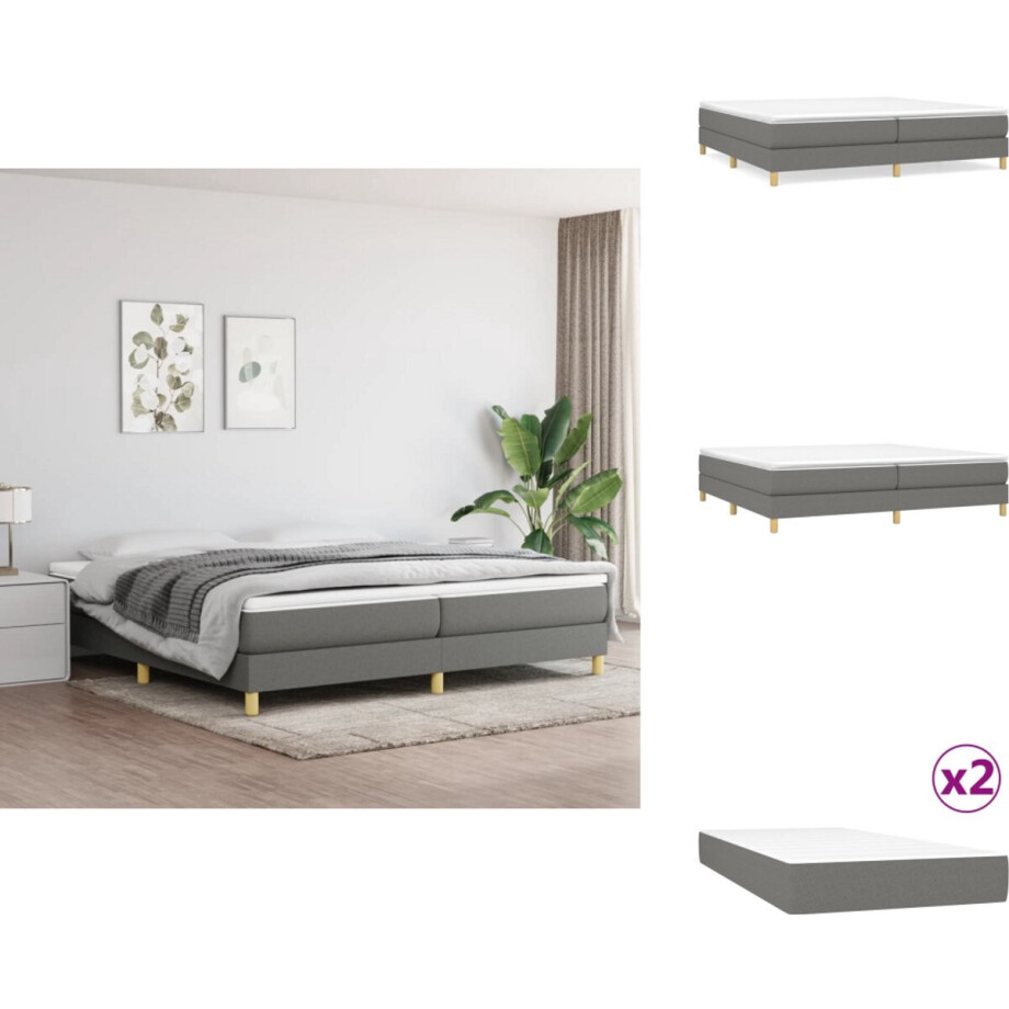 vidaXL Boxspring - Boxsprings - Bed - Slaapmeubel - Boxspring met matras stof donkergrijs 200x200 cm vidaXL Boxspring - Boxsprings - Bed - Slaapmeubel - Boxspring met matras stof donkergrijs 200x200 cm afbeelding 1