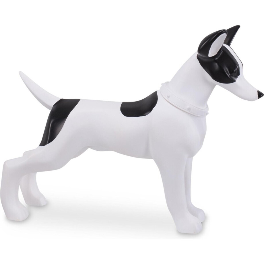 Witte hond met zwarte vlekken - 55 cm lang - 43 cm hoog - kunststof Witte hond met zwarte vlekken - 55 cm lang - 43 cm hoog - kunststof afbeelding 1