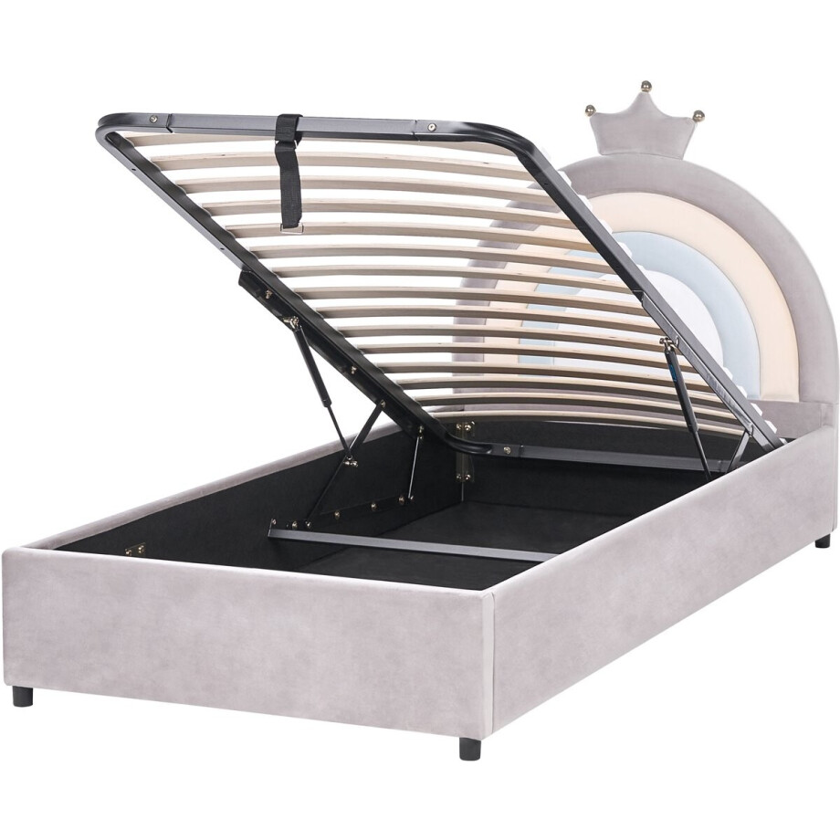 BELIANI GRISETOT- Kinderbed met opbergruimte - Grijs - 90 x 200 cm - Fluweel BELIANI GRISETOT- Kinderbed met opbergruimte - Grijs - 90 x 200 cm - Fluweel afbeelding 1