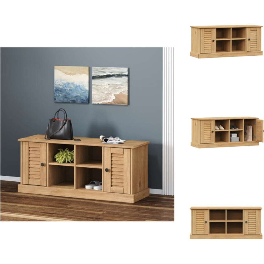 vidaXL - Schoenenbank - VIGO - 106x35x45 - cm - massief - grenenhout afbeelding 1