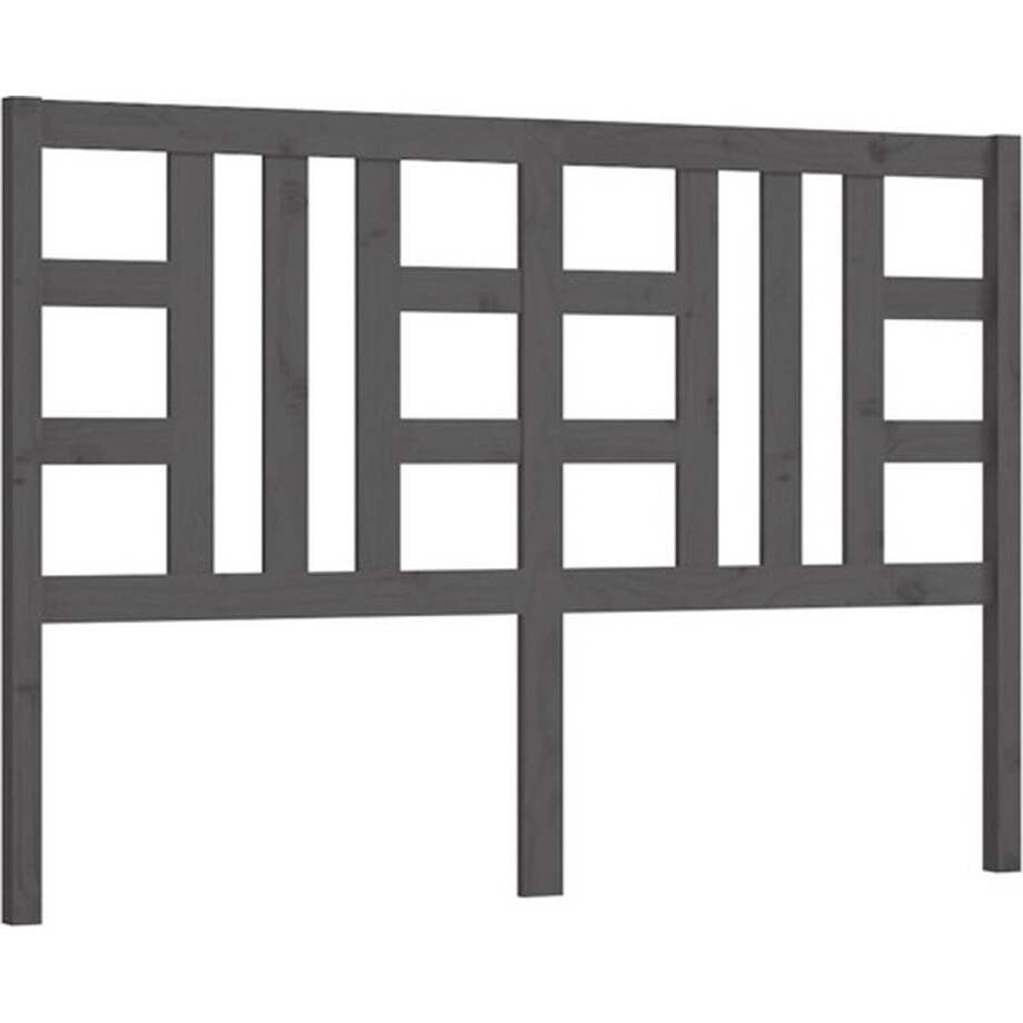 vidaXL - Hoofdbord - 146x4x100 - cm - massief - grenenhout - grijs afbeelding 1
