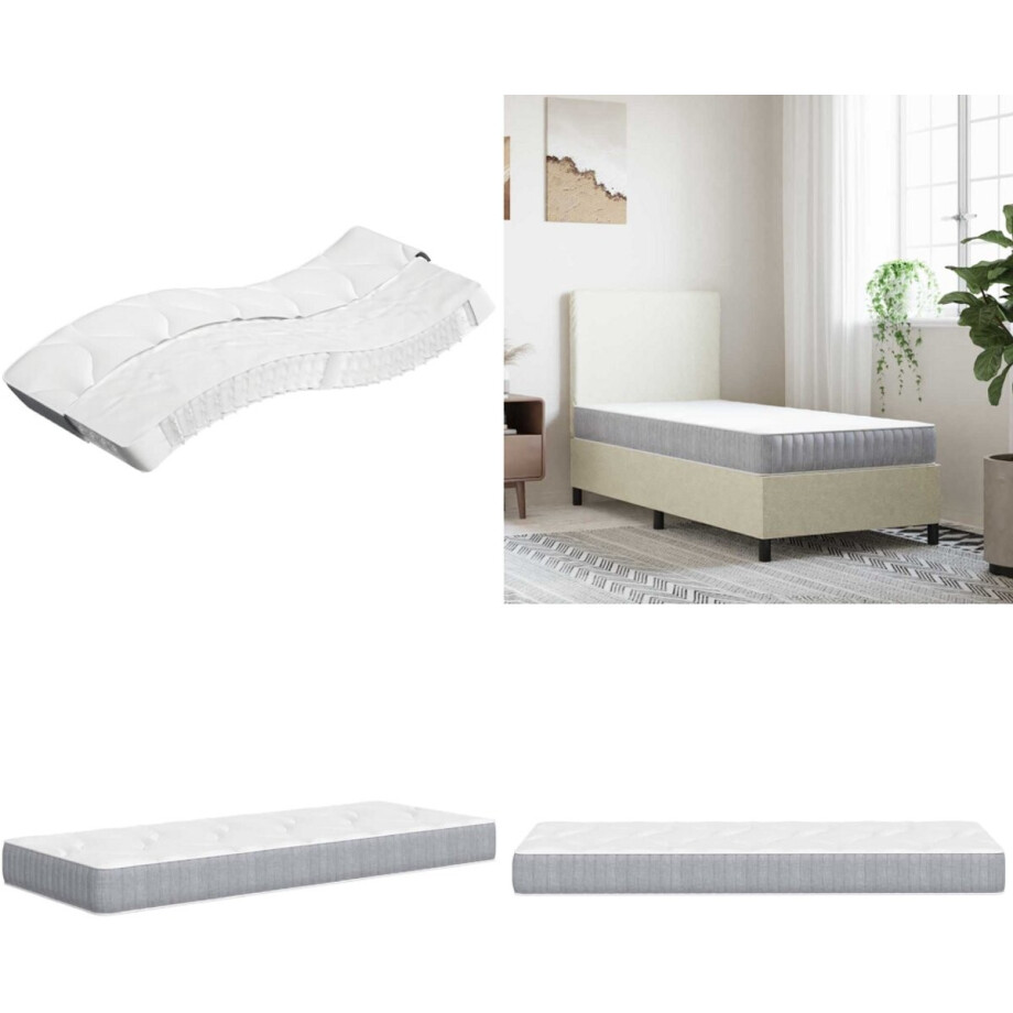 vidaXL Pocketveringmatras middelhard 90x220 cm - Pocketveringmatras - Pocketveringmatrassen - Matras Pocketvering - Matras Pocketveren afbeelding 1