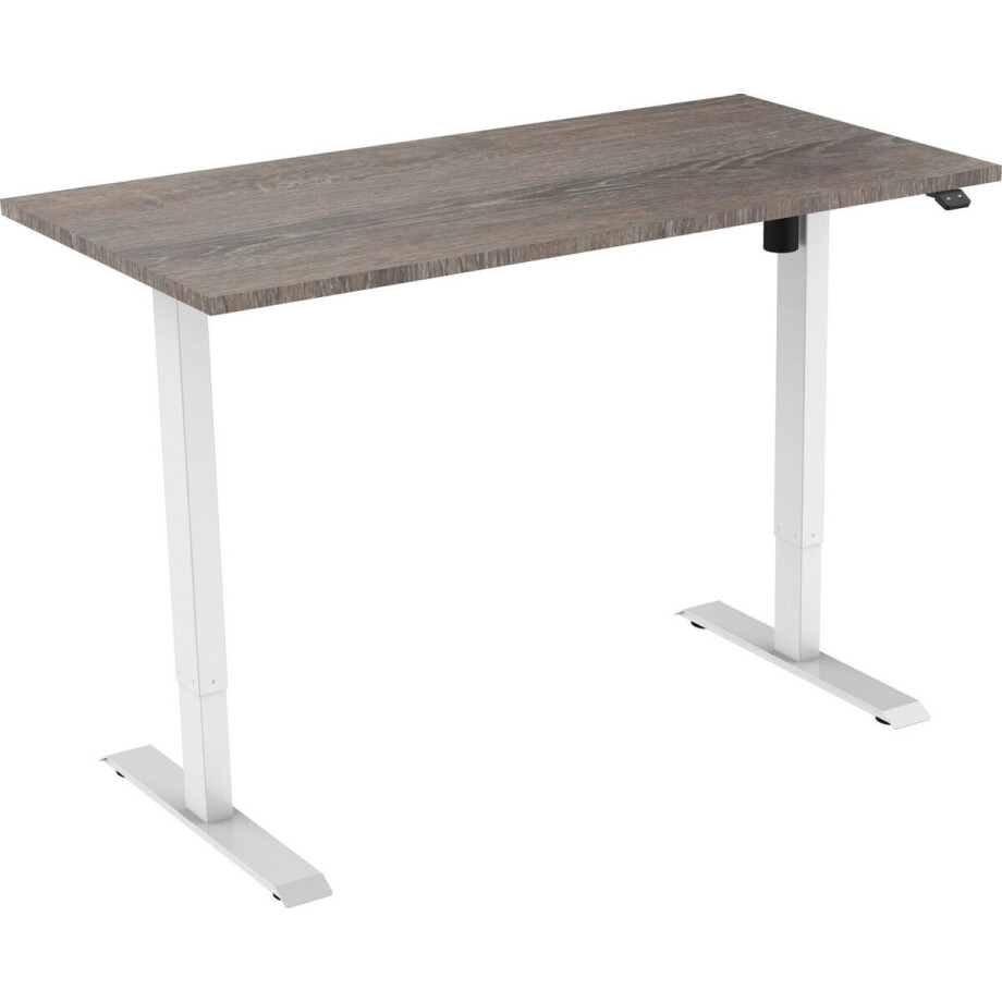 Active zit sta bureau elektrisch - 160 x 80 cm - wit frame - Logan Eiken werkblad- ergonomisch bureau - verstelbaar bureau afbeelding 1