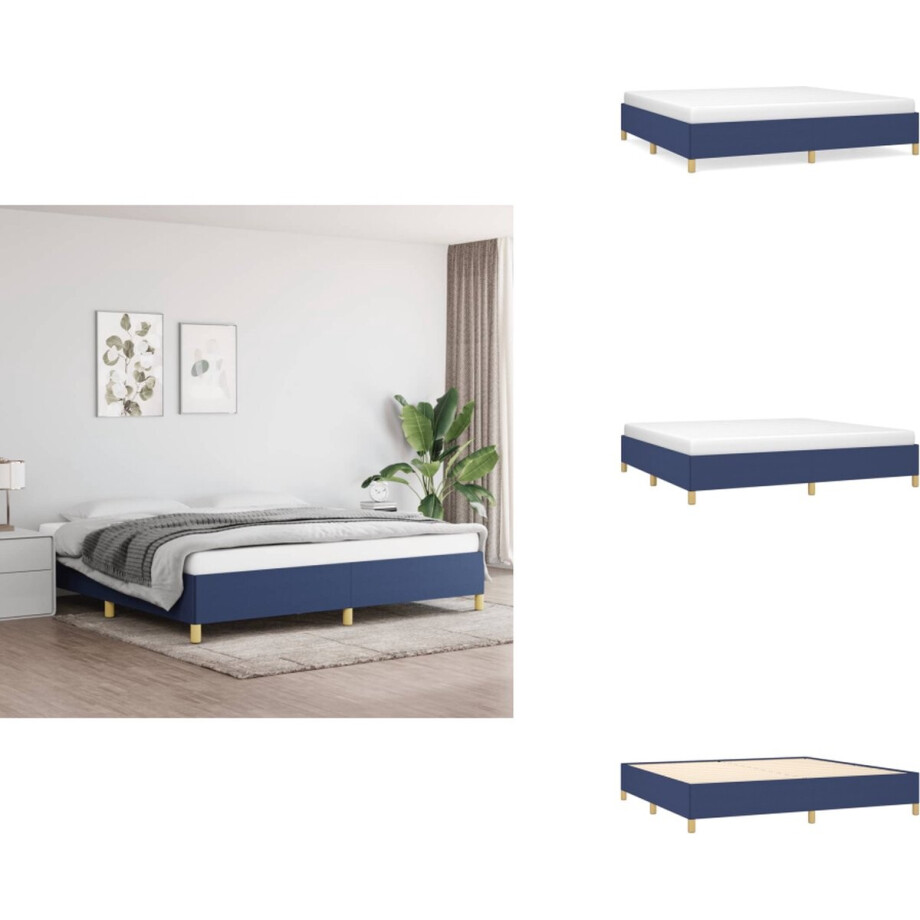 vidaXL Bedframe - Bedframe - Bed - Slaapmeubel - Bedframe zonder matras stof blauw 200x200 cm vidaXL Bedframe - Bedframe - Bed - Slaapmeubel - Bedframe zonder matras stof blauw 200x200 cm afbeelding 1