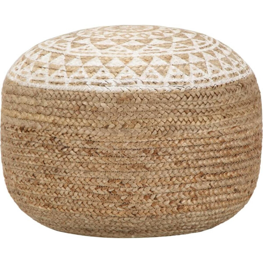 vidaXL - Poef - handgemaakt - 45x30 - cm - jute - wit afbeelding 1