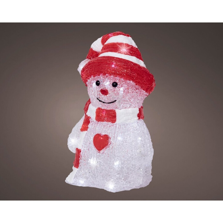 Decoratie LED Sneeuwpop 13.3x16.8x25.2 cm Acryl/Rood/Wit Decoratie LED Sneeuwpop 13.3x16.8x25.2 cm Acryl/Rood/Wit afbeelding 1