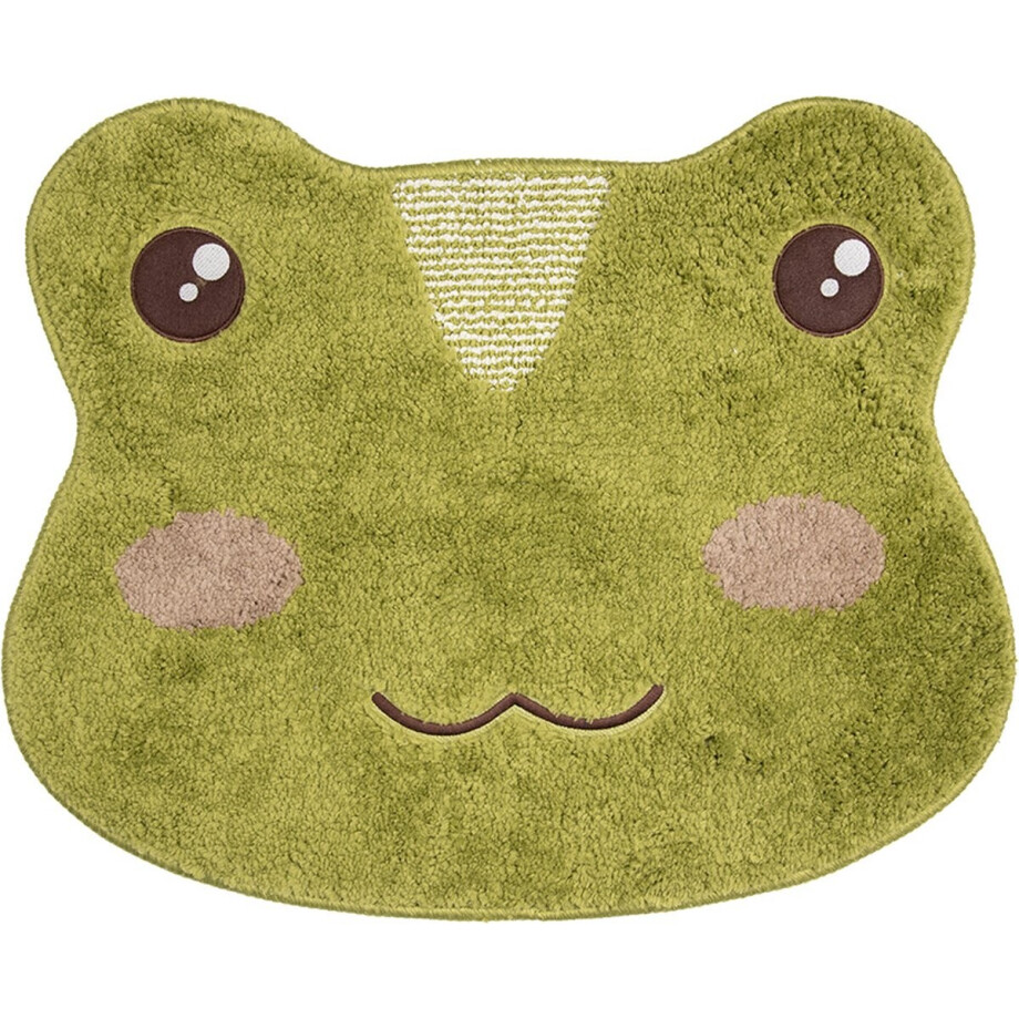 Clayre & Eef Badmat 60x48x1 cm Groen Polyester Kikker afbeelding 1