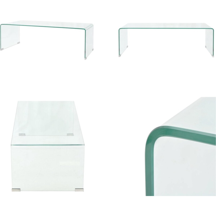 vidaXL Salontafel 98x45x30 cm gehard glas transparant - Salontafel - Salontafels - Tafel - Tafels afbeelding 1