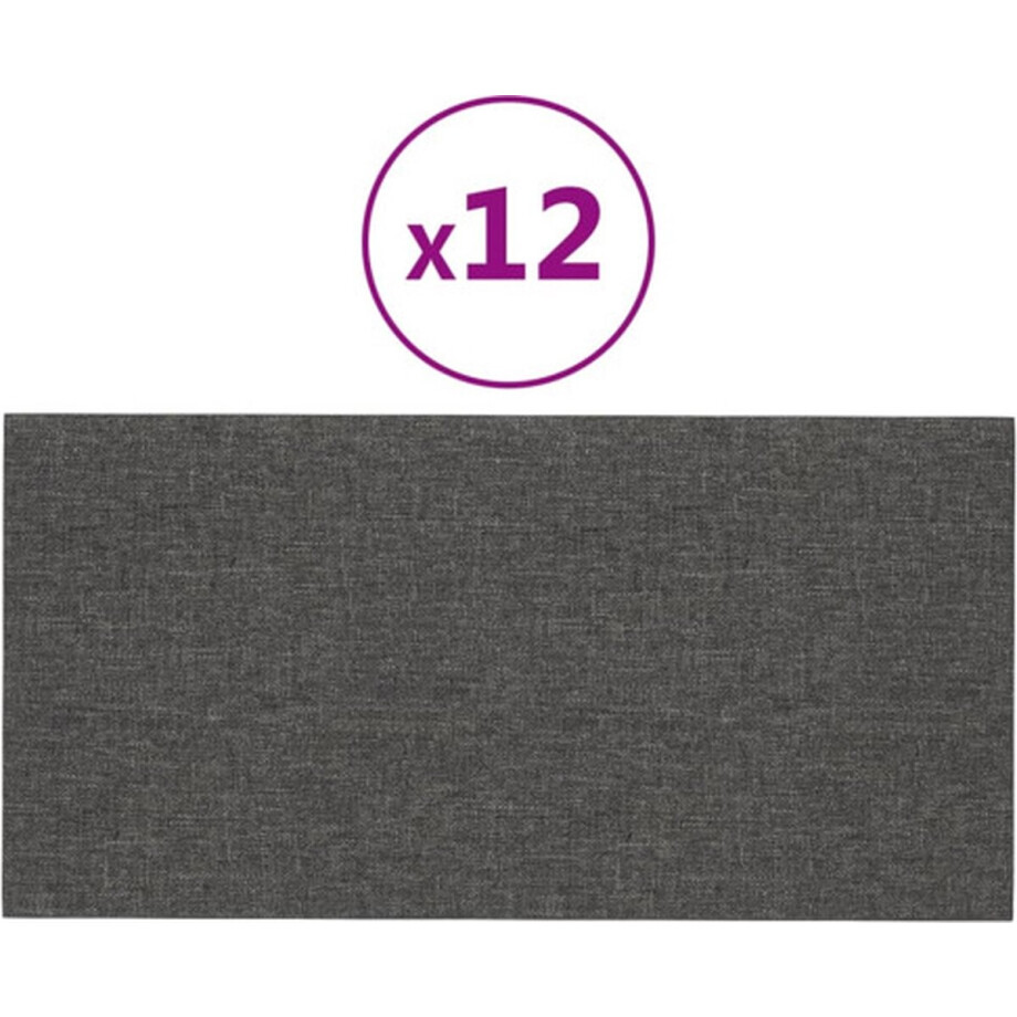 vidaXL - Wandpanelen - 12 - st - 2,16 - m² - 60x30 - cm - stof - donkergrijs vidaXL - Wandpanelen - 12 - st - 2,16 - m² - 60x30 - cm - stof - donkergrijs afbeelding 1