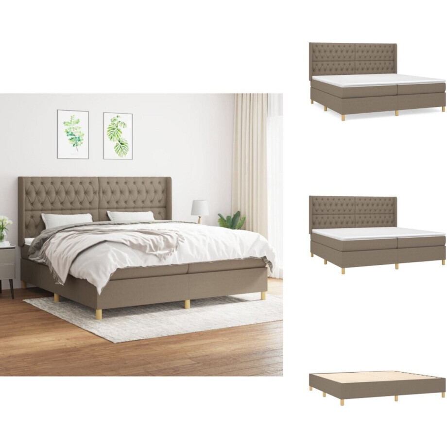 vidaXL Boxspring - Boxsprings - Bed - Slaapmeubel - Boxspring met matras stof taupe 200x200 cm afbeelding 1