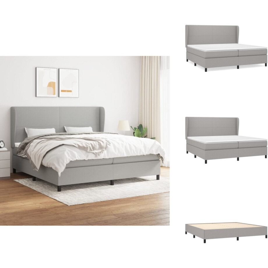 vidaXL Boxspring - Boxsprings - Bed - Slaapmeubel - Boxspring met matras stof lichtgrijs 200x200 cm vidaXL Boxspring - Boxsprings - Bed - Slaapmeubel - Boxspring met matras stof lichtgrijs 200x200 cm afbeelding 1