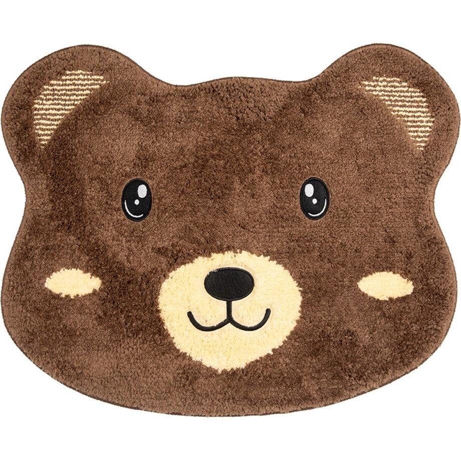 Clayre & Eef Badmat 60x48x1cm Bruin Polyester Beer Clayre & Eef Badmat 60x48x1cm Bruin Polyester Beer afbeelding 1