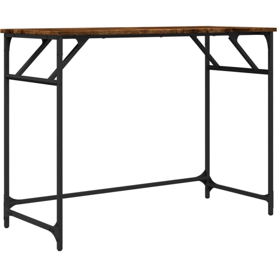 vidaXL - Bureau - 100x45x76 - cm - hout - en - gepoedercoat - staal - gerookt - eiken vidaXL - Bureau - 100x45x76 - cm - hout - en - gepoedercoat - staal - gerookt - eiken afbeelding 1