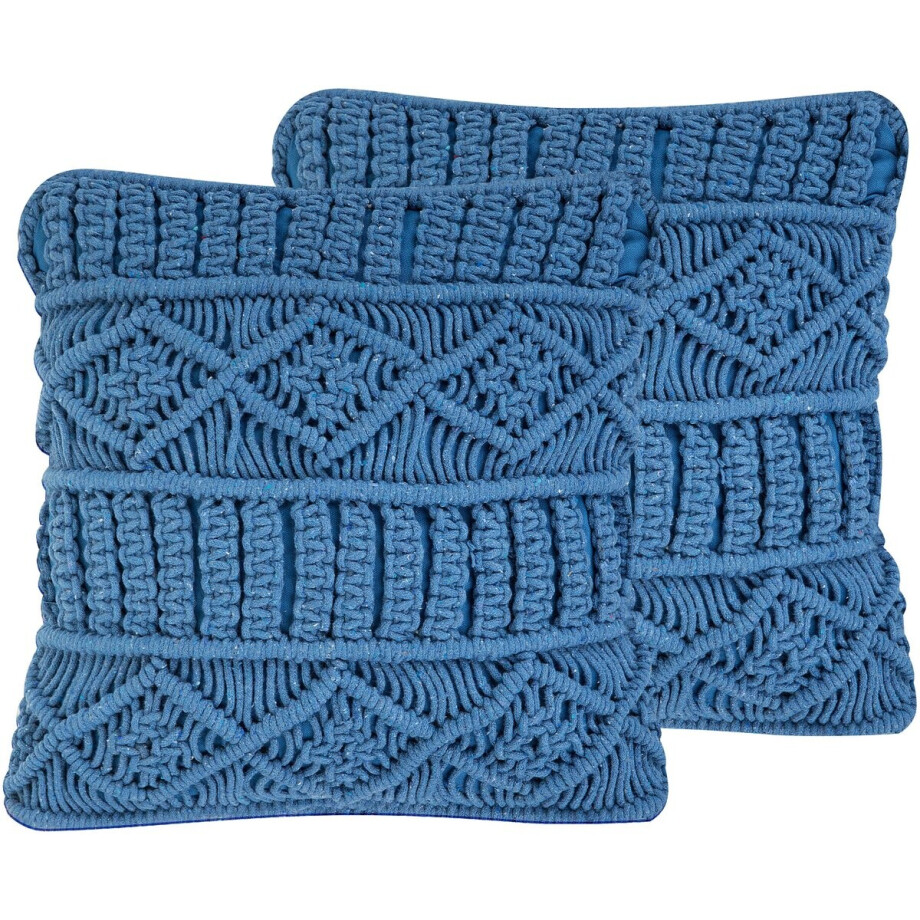 BELIANI KARATAS - Sierkussen set van 2 - Blauw - 45 x 45 cm - Katoen afbeelding 1