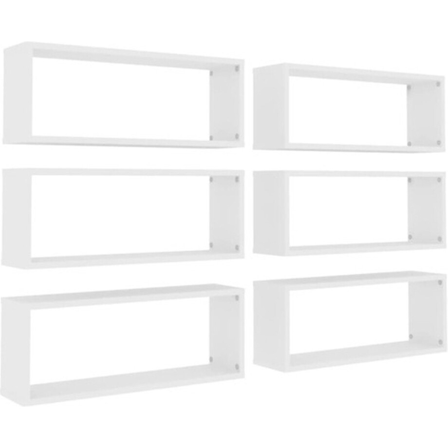 vidaXL - Wandschappen - kubus - 6 - st - 60x15x23 - cm - spaanplaat - wit afbeelding 1